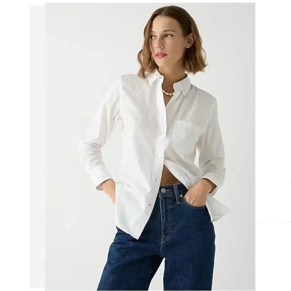 J.Crew Classic-fit washed cotton poplin shirt 6 - Picture 1 of 3